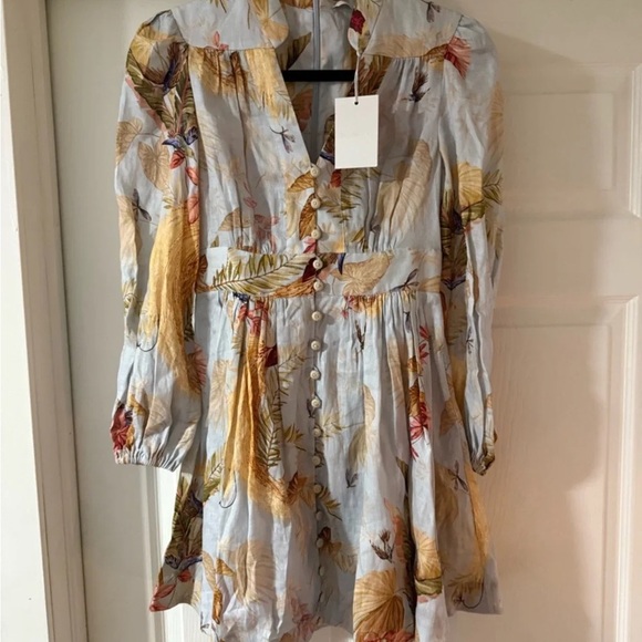 Zimmermann Dresses & Skirts - Zimmermann Halliday Plunge Midi Cream Floral Midi Dress